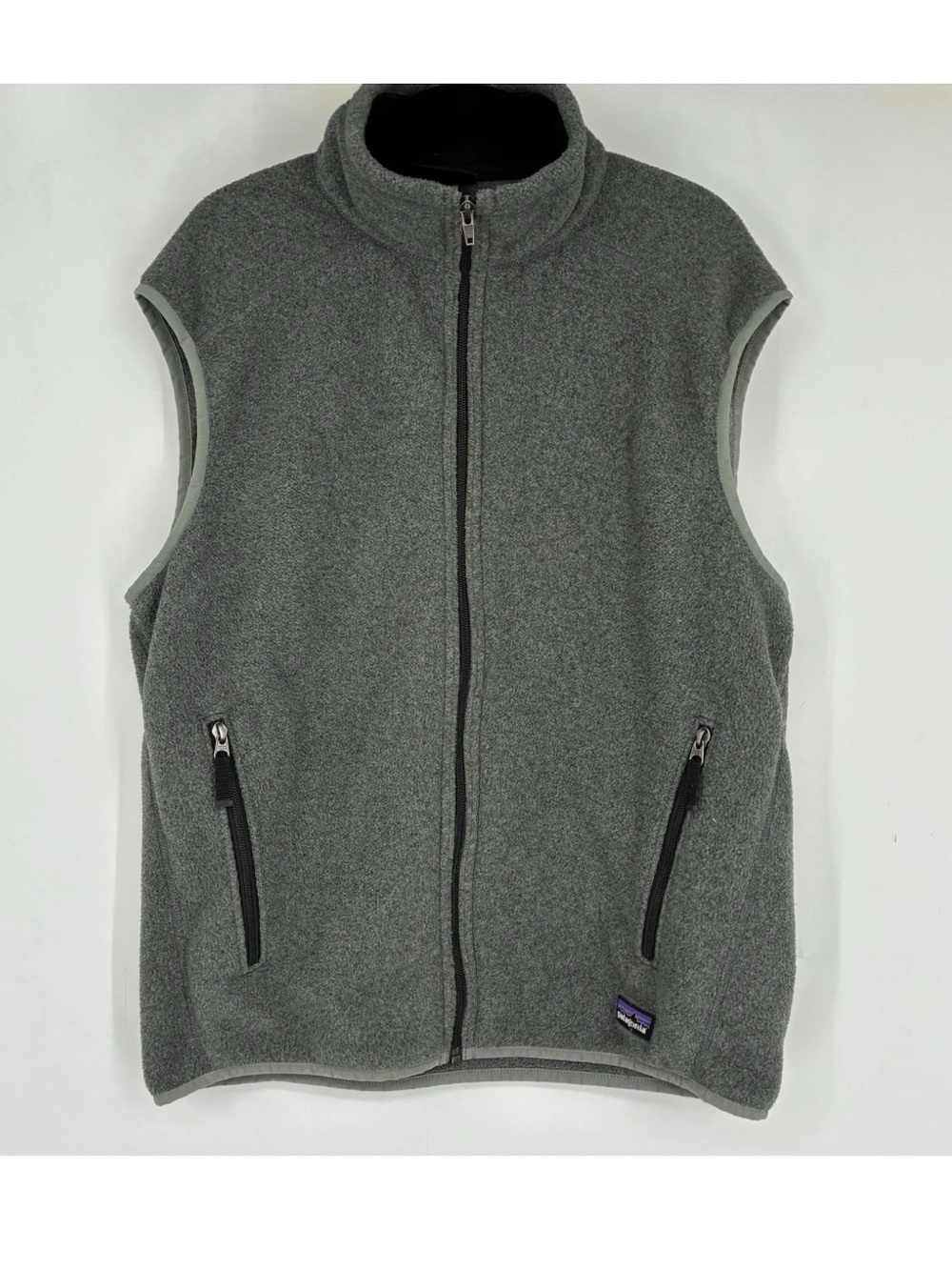 Gray synchilla fleece vest with full zipper